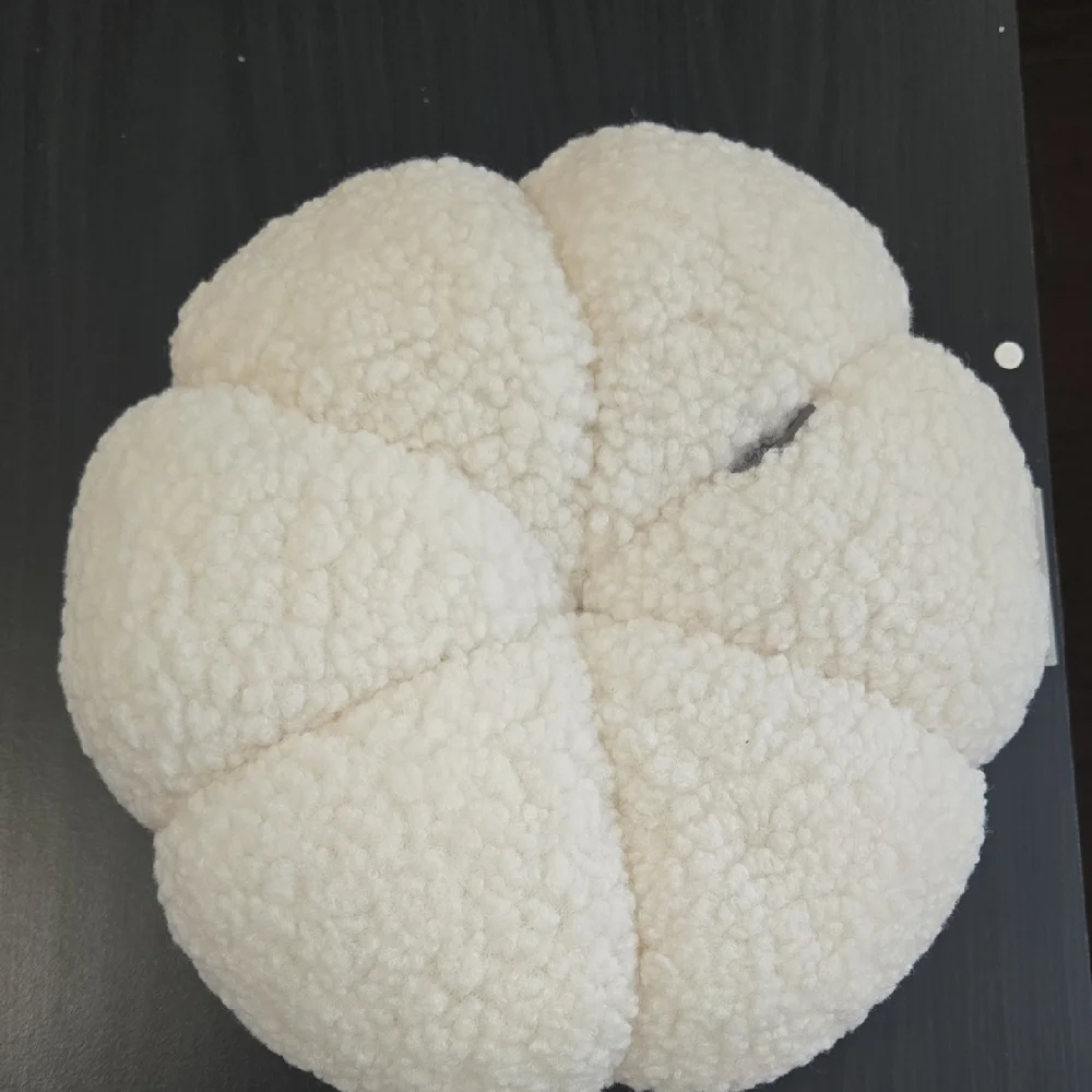 White Plush Fabric Pumpkin Decor Pillow - NWT